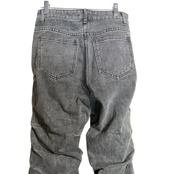 PrettyLittleThing Womens Grey Wash Ruched Straight Leg Jeans Size US 2 UK 6 - Picture 5 of 9